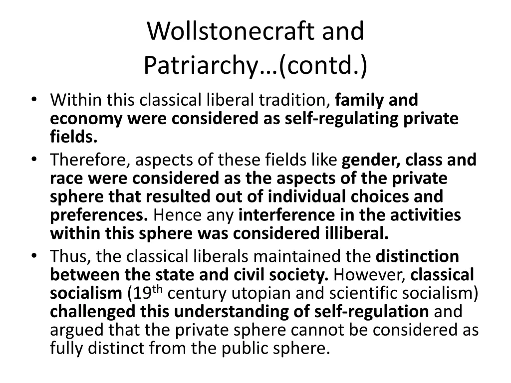 wollstonecraft and patriarchy contd within this