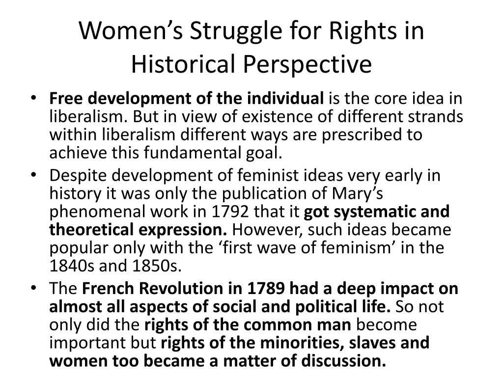 women s struggle for rights in historical