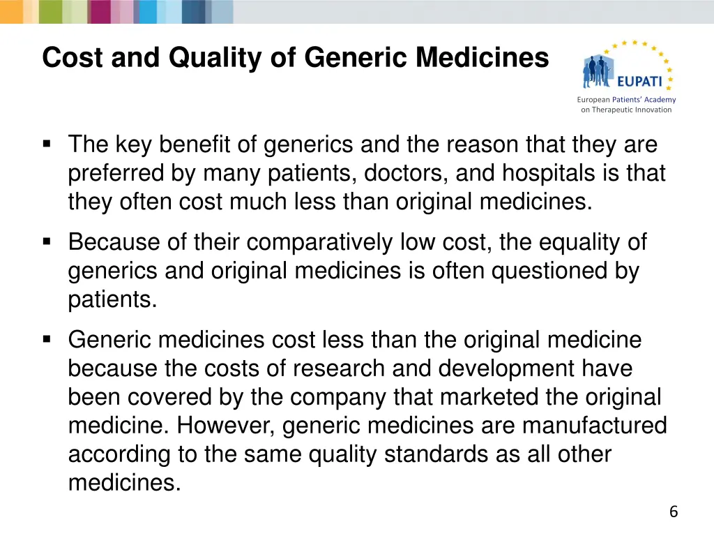 cost and quality of generic medicines