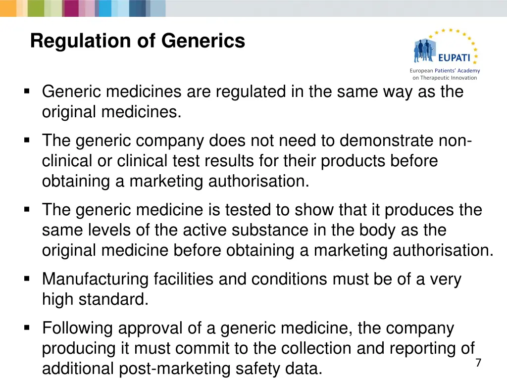 regulation of generics