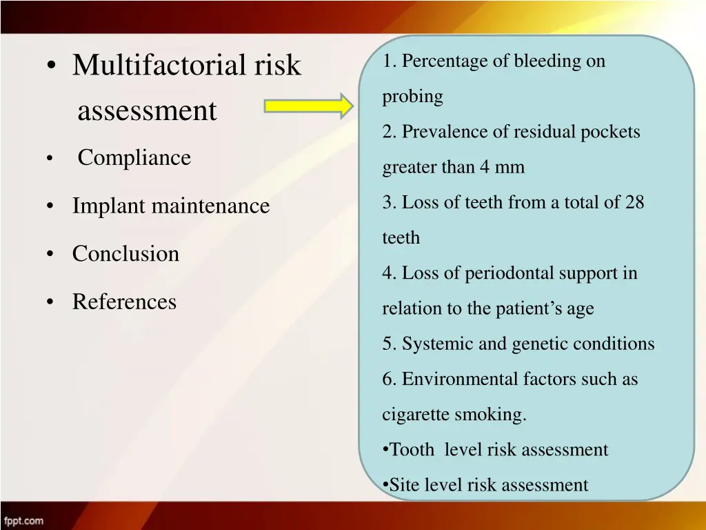 multifactorial risk assessment