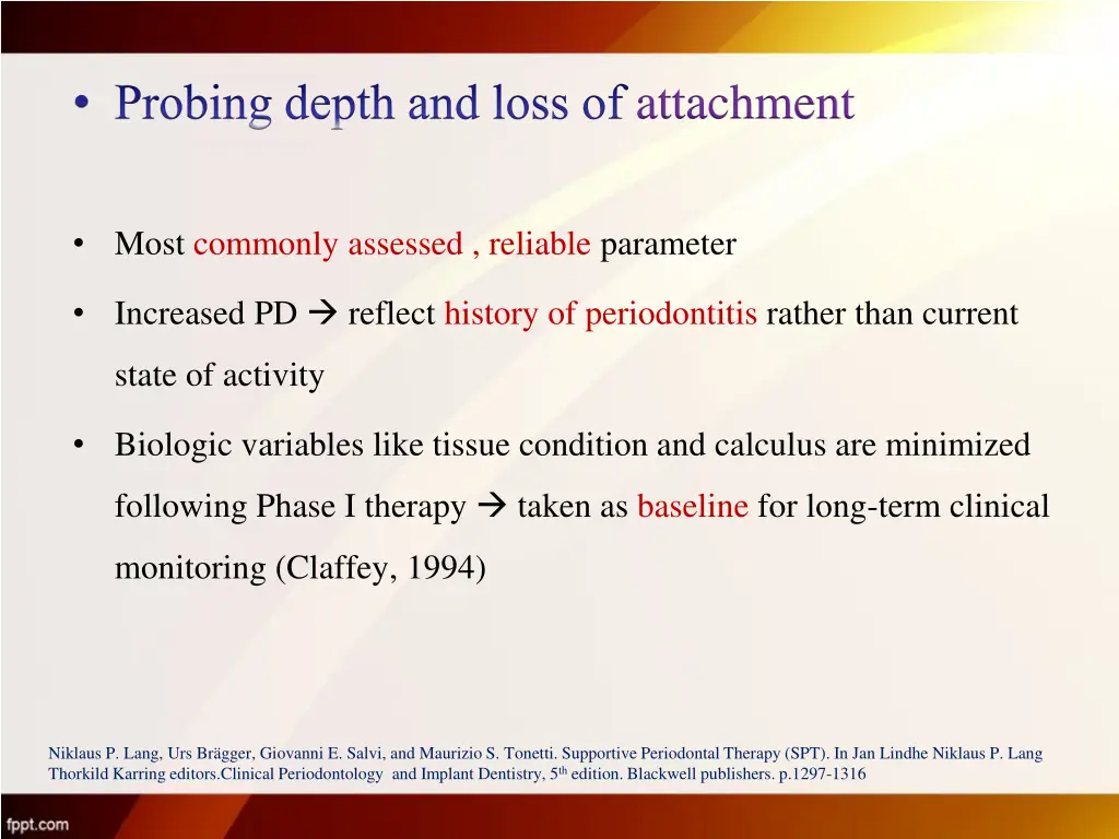 probing depth and loss of attachment