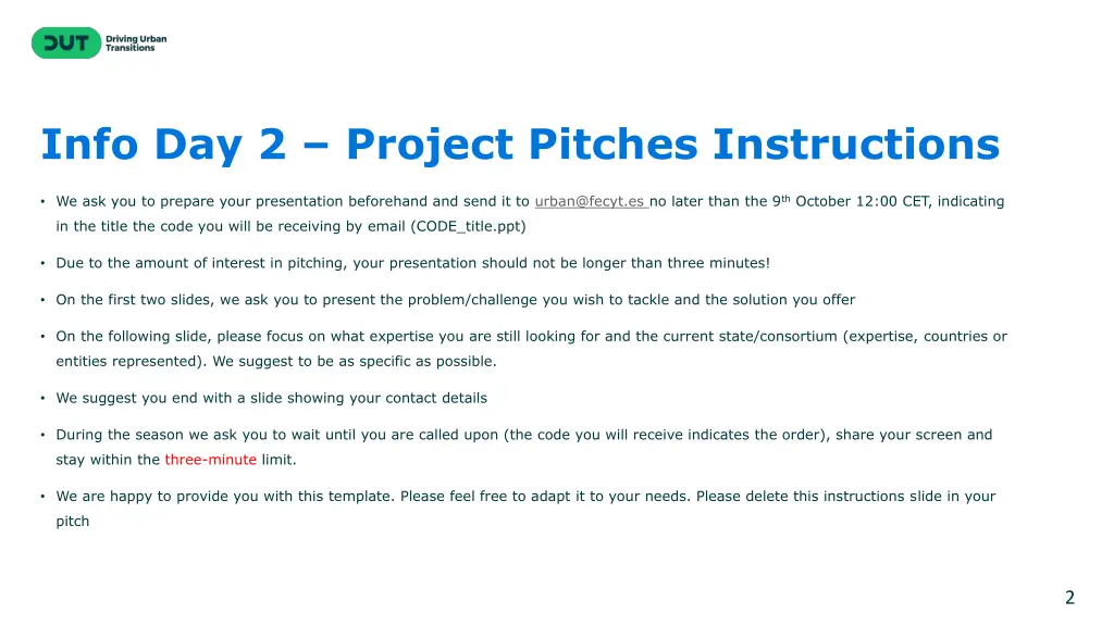 info day 2 project pitches instructions