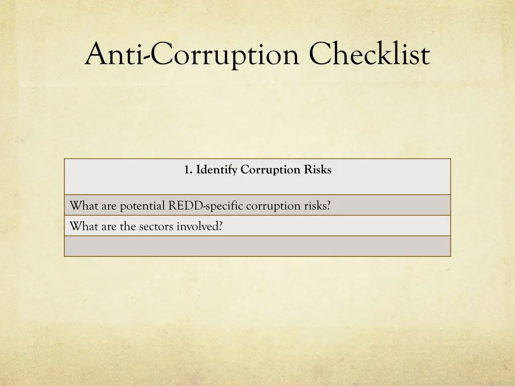 anti corruption checklist