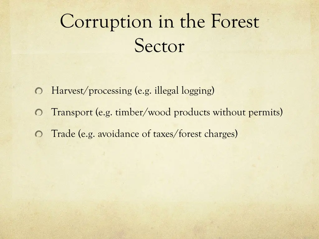 corruption in the forest sector