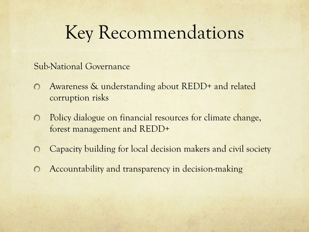 key recommendations