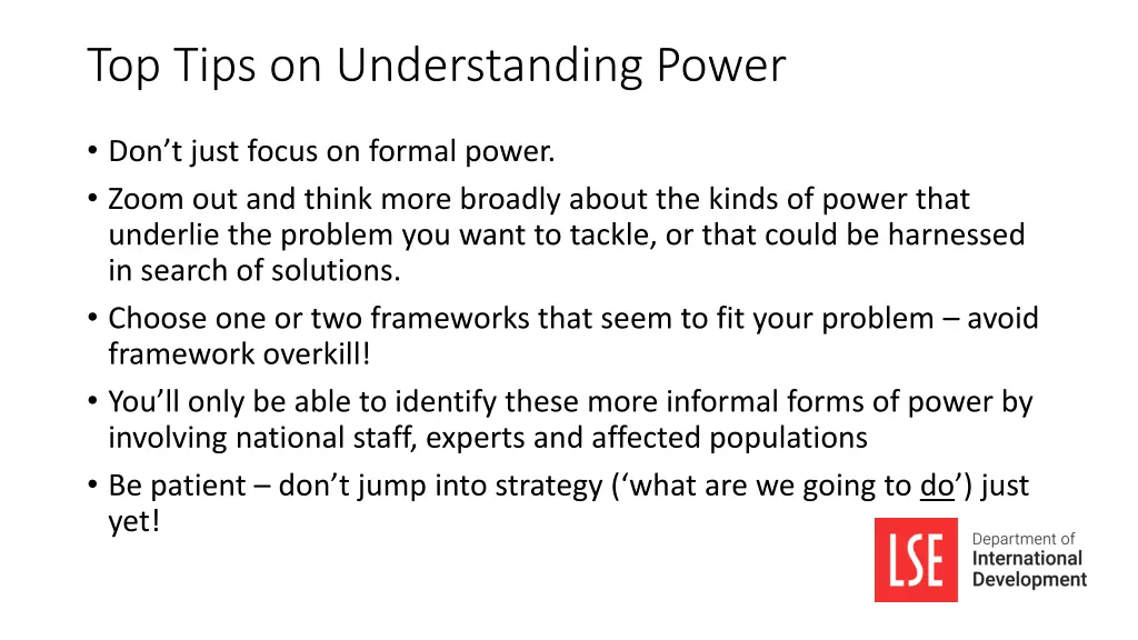 top tips on understanding power