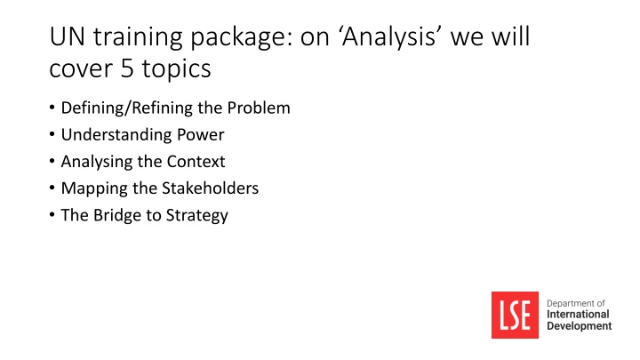 un training package on analysis we will cover