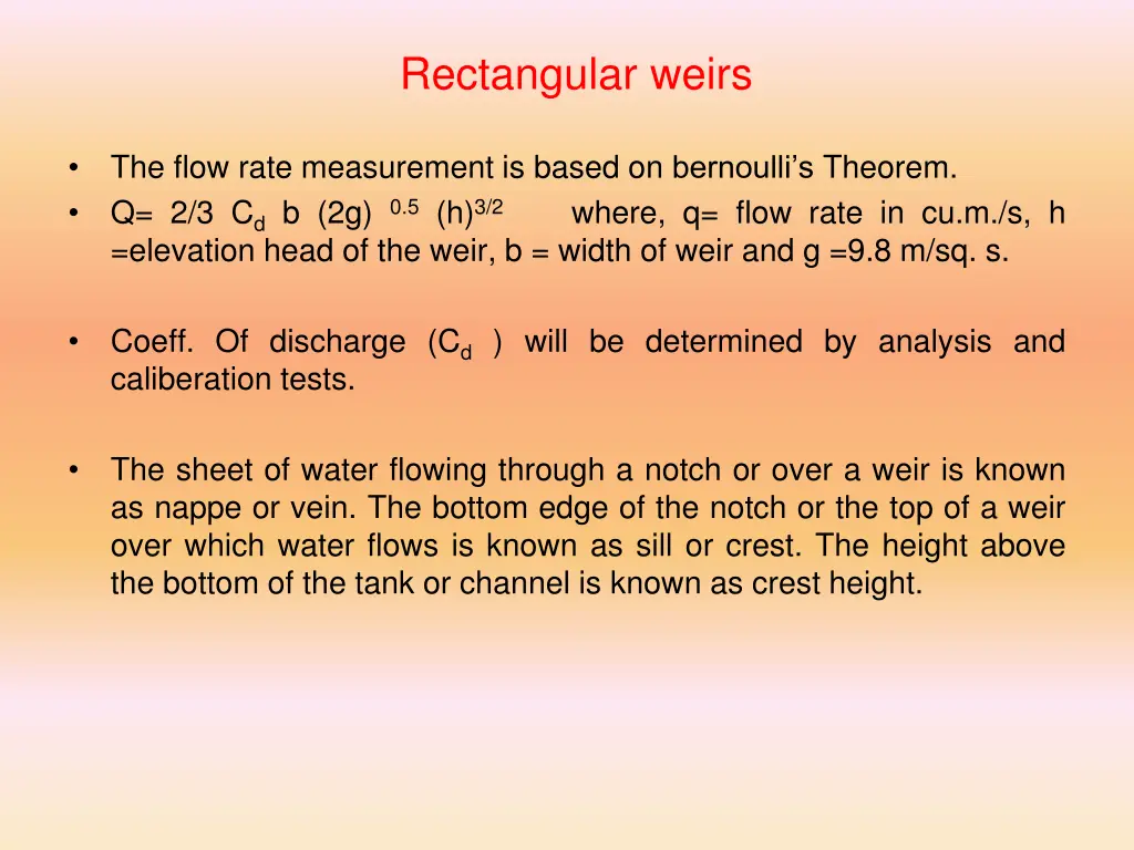 rectangular weirs