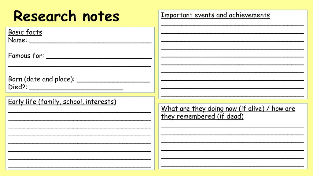 research notes basic facts name