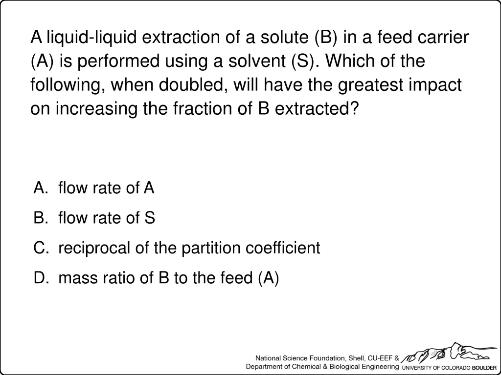 a liquid liquid extraction of a solute