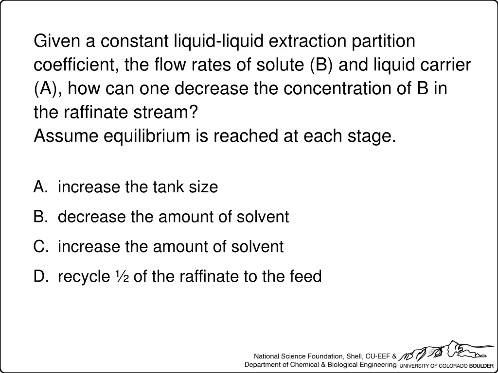 given a constant liquid liquid extraction