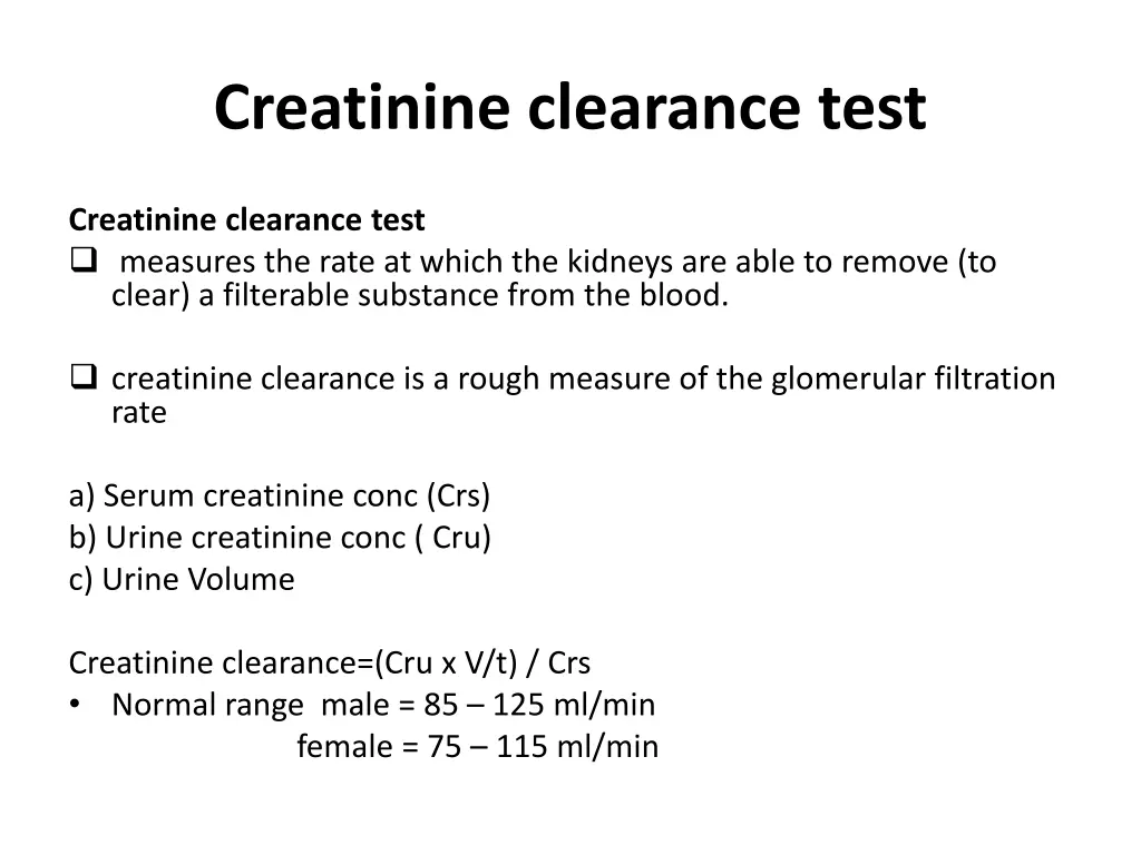 creatinine clearance test