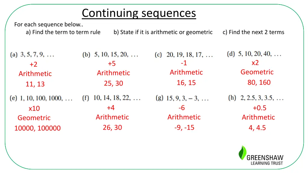 continuing sequences