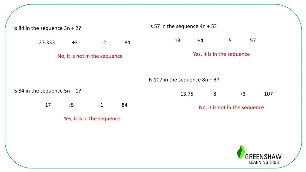 is 57 in the sequence 4n 5