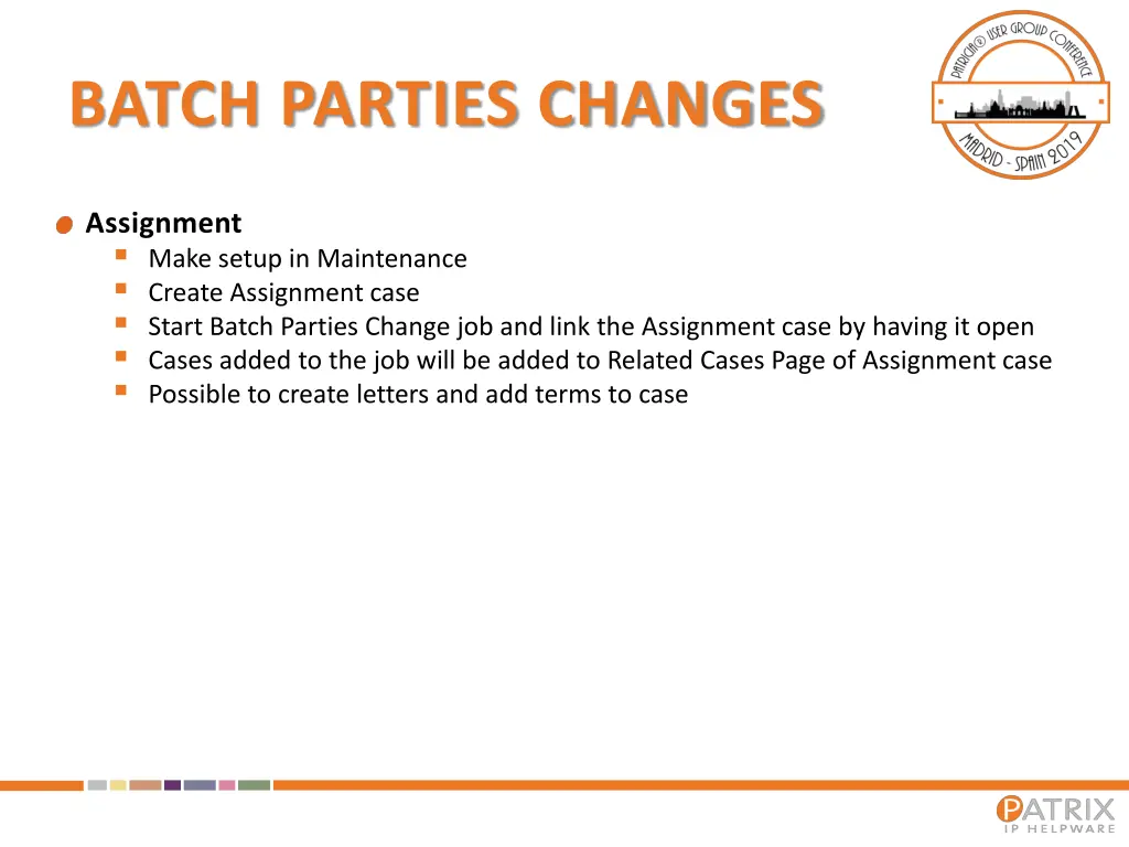 batch parties changes 2