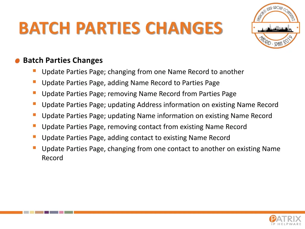 batch parties changes