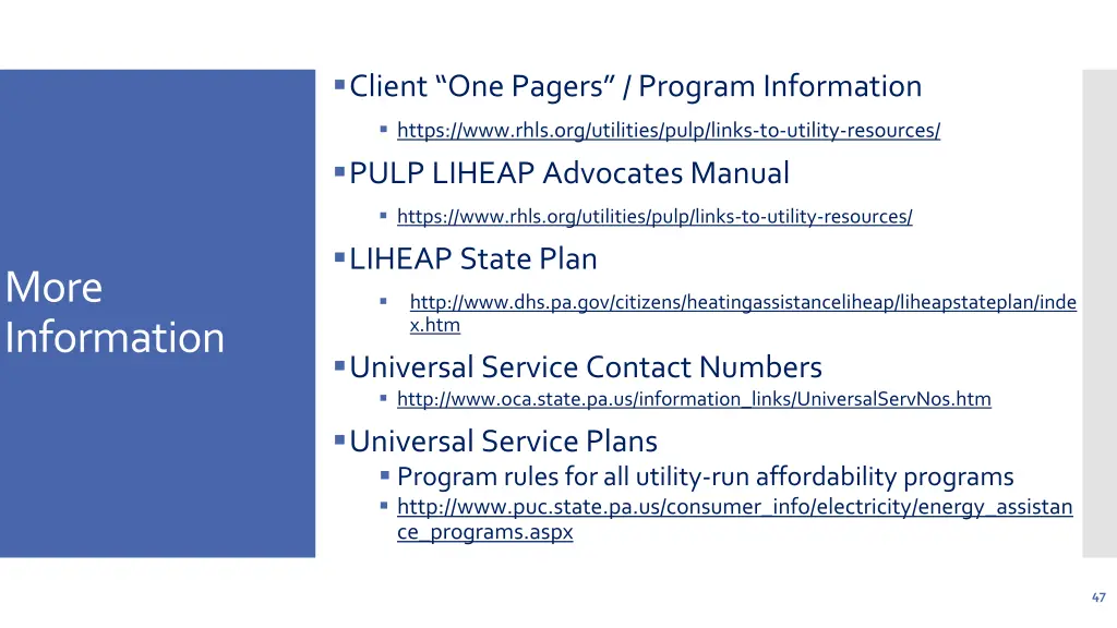 client one pagers program information