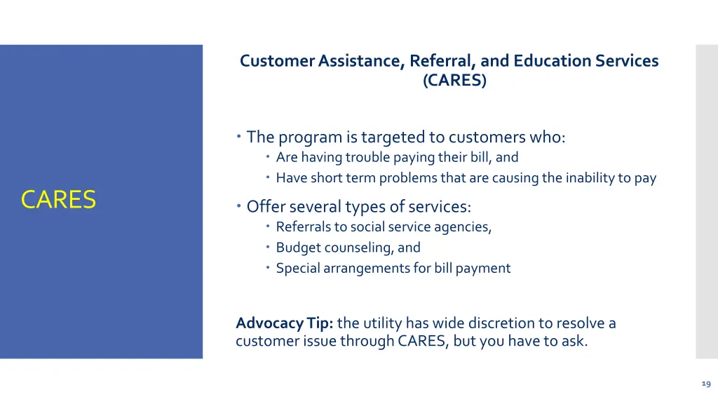 customer assistance referral and education