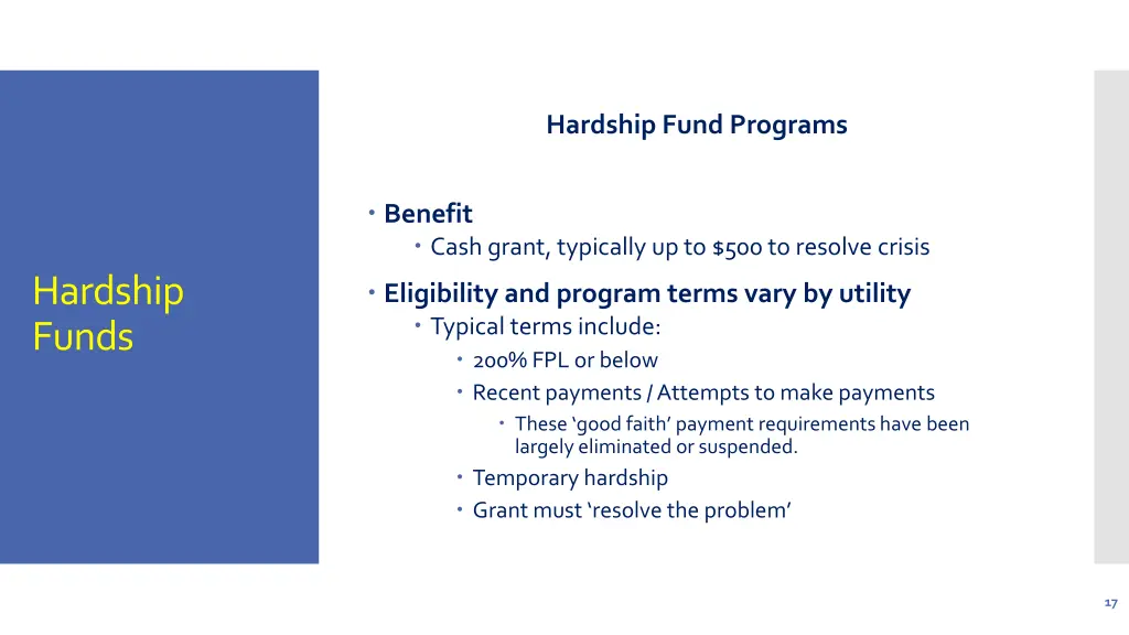 hardship fund programs