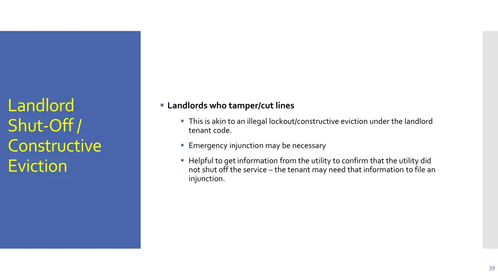 landlord shut off constructive eviction