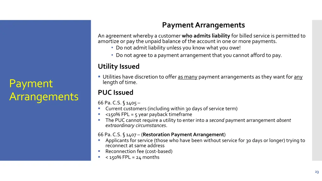 payment arrangements