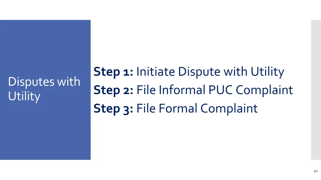 step 1 initiate dispute with utility step 2 file