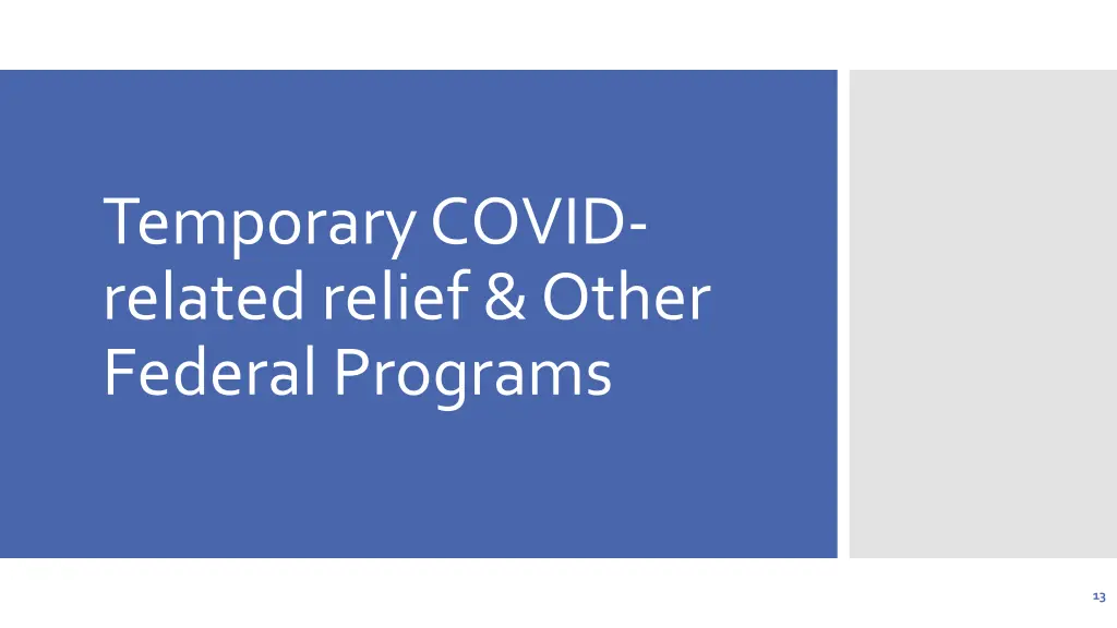 temporary covid related relief other federal