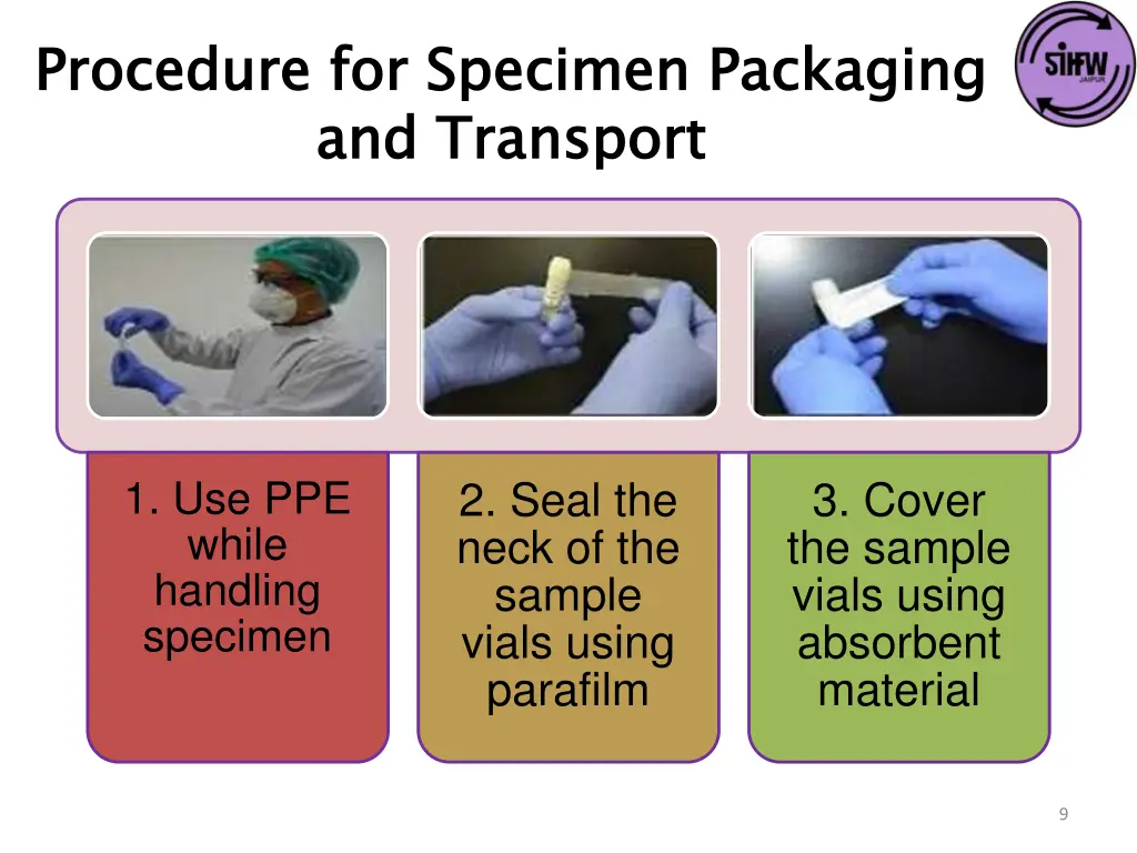 procedure for specimen packaging and transport