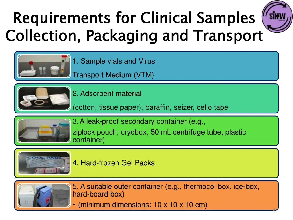 requirements for clinical samples collection