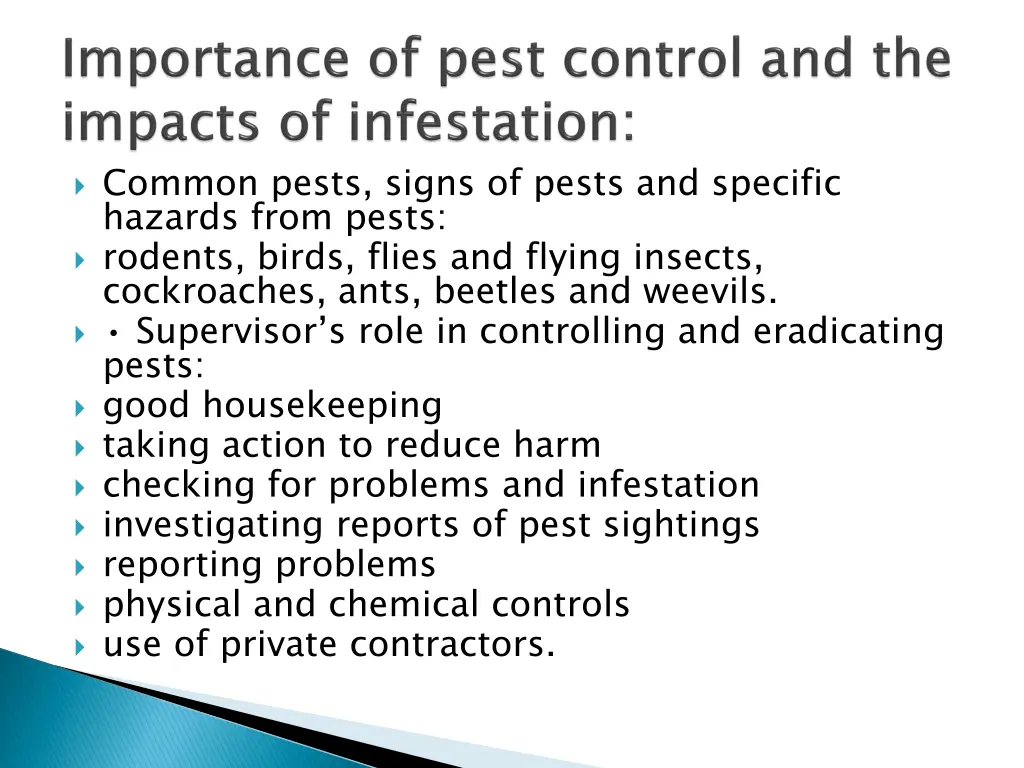 common pests signs of pests and specific hazards