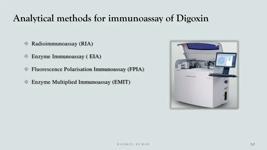 analytical methods for immunoassay of digoxin