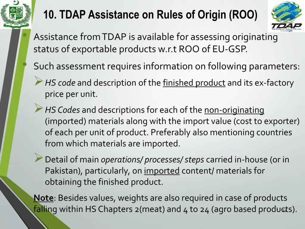 10 tdap assistance on rules of origin