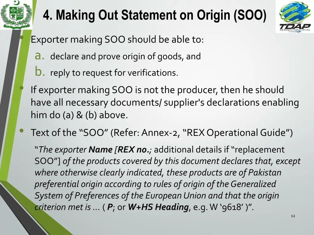 4 making out statement on origin soo exporter