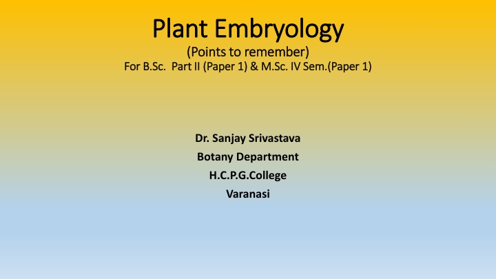 plant embryology plant embryology points