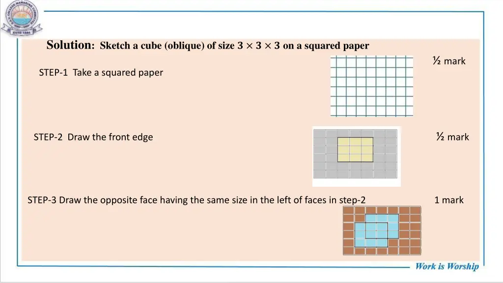 solution sketch a cube oblique of size