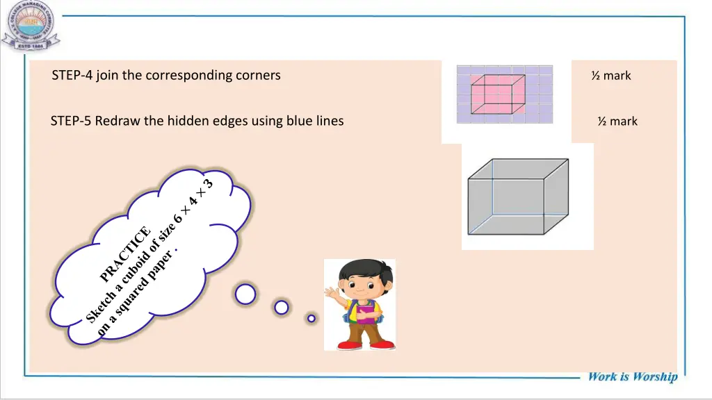 step 4 join the corresponding corners mark