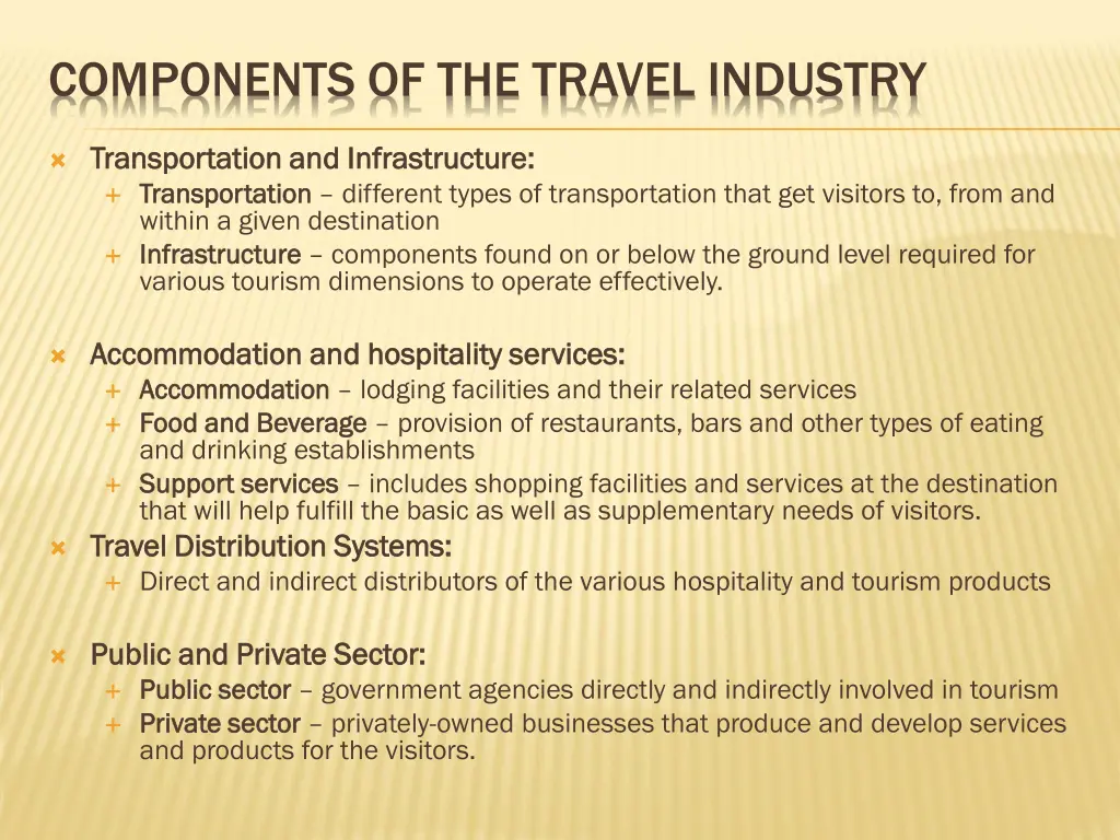 components of the travel industry