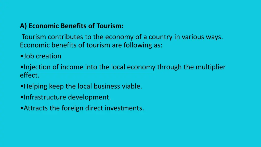 a economic benefits of tourism tourism