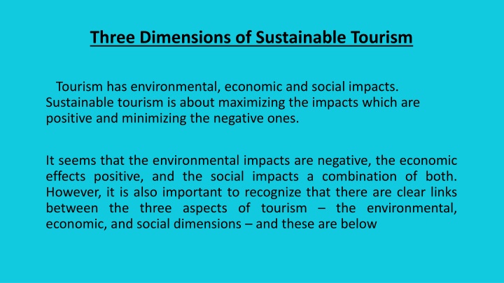 three dimensions of sustainable tourism