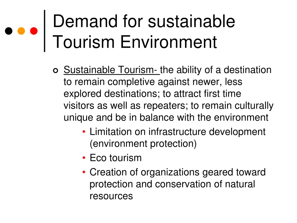 demand for sustainable tourism environment