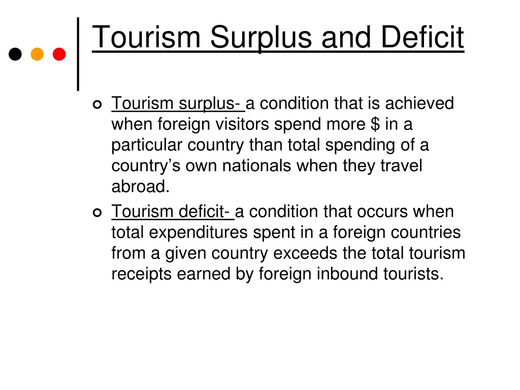 tourism surplus and deficit