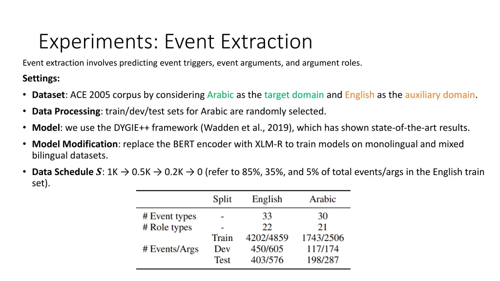 experiments event extraction event extraction