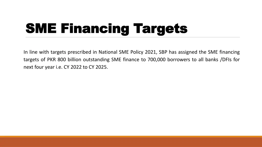 sme financing targets sme financing targets