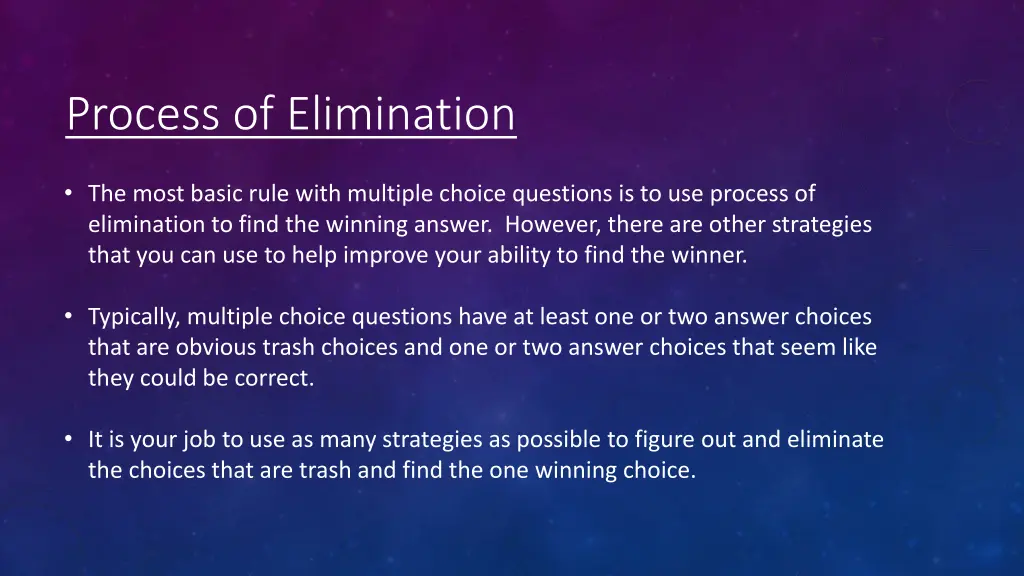 process of elimination