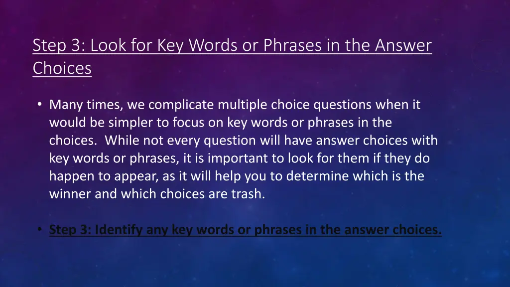 step 3 look for key words or phrases