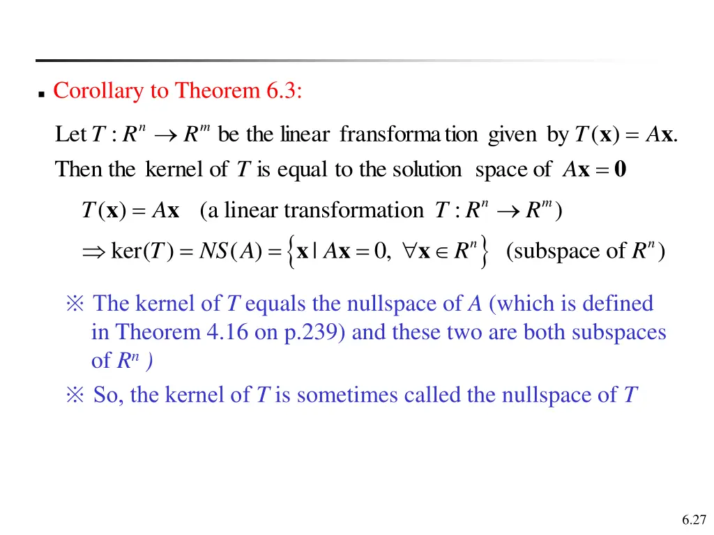 corollary to theorem 6 3