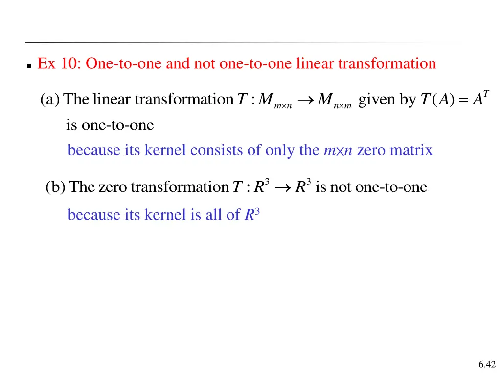 ex 10 one to one and not one to one linear