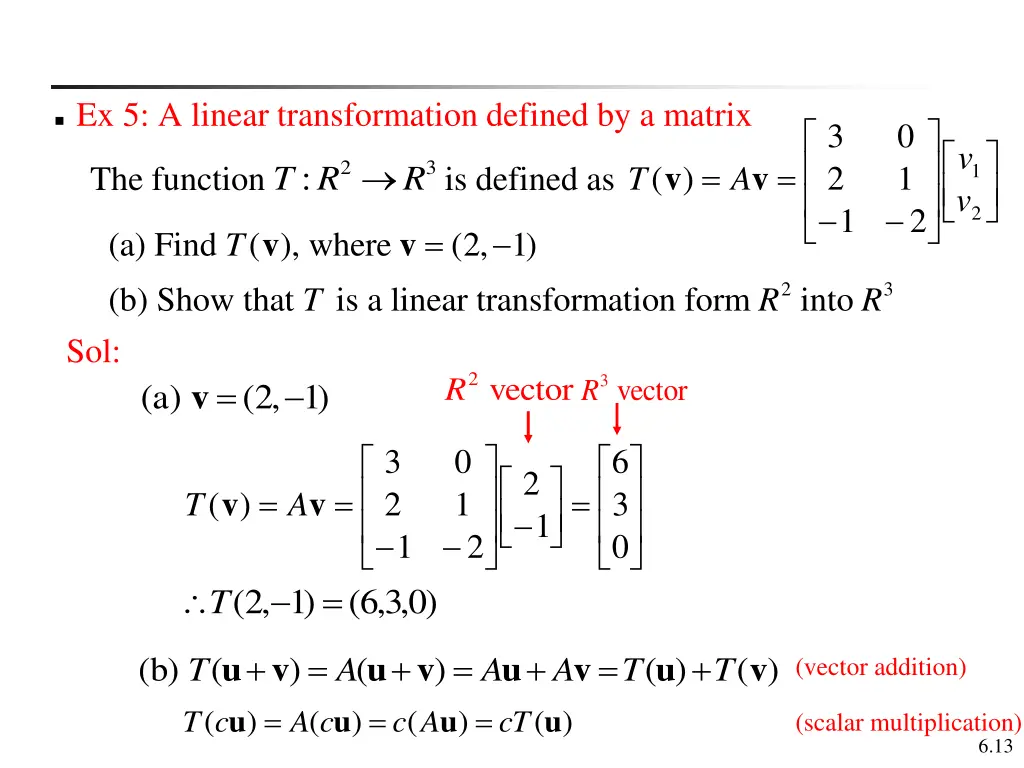 ex 5 a linear transformation defined by a matrix