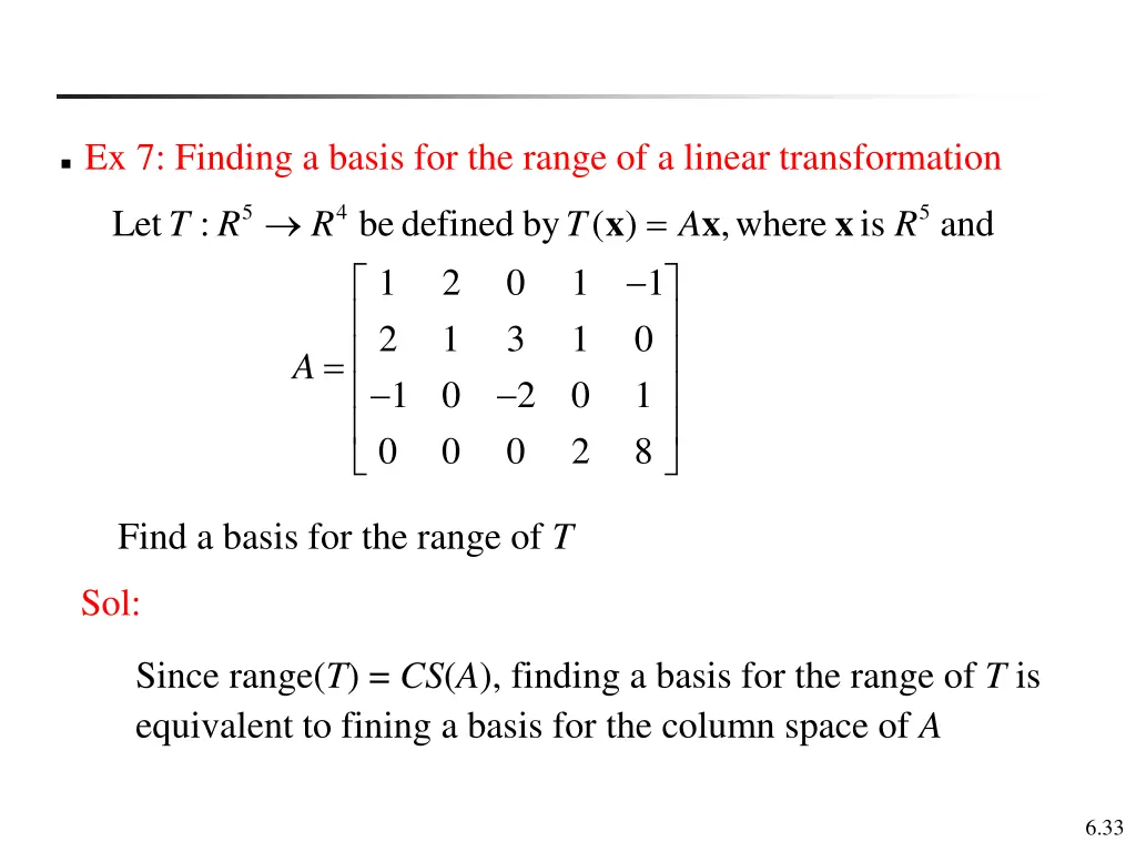 ex 7 finding a basis for the range of a linear